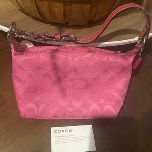 NWT COACH SHOULDER BAG SIGNATURE CANVAS PEONY PINK